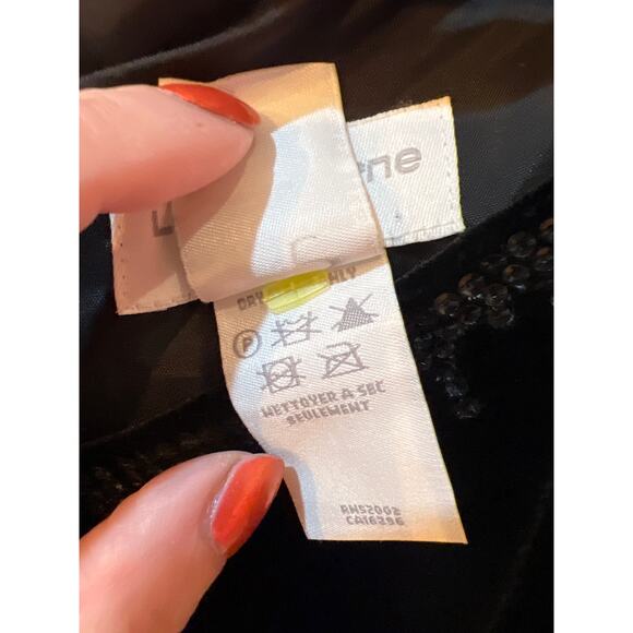 Liz Claiborne Black Velvet Rhinestone Cocktail Dress – Size 14 | Elegant V-Neck - Picture 4 of 11